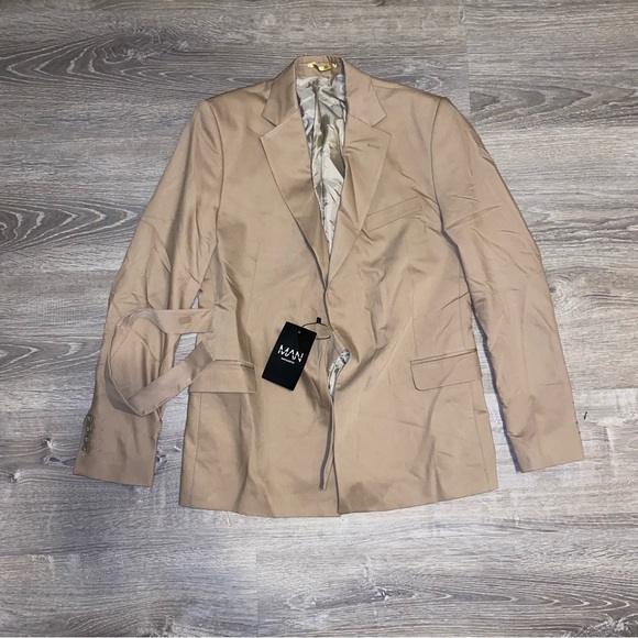 BoohooMAN Tie Waist Belt Blazer - Picture 2 of 7